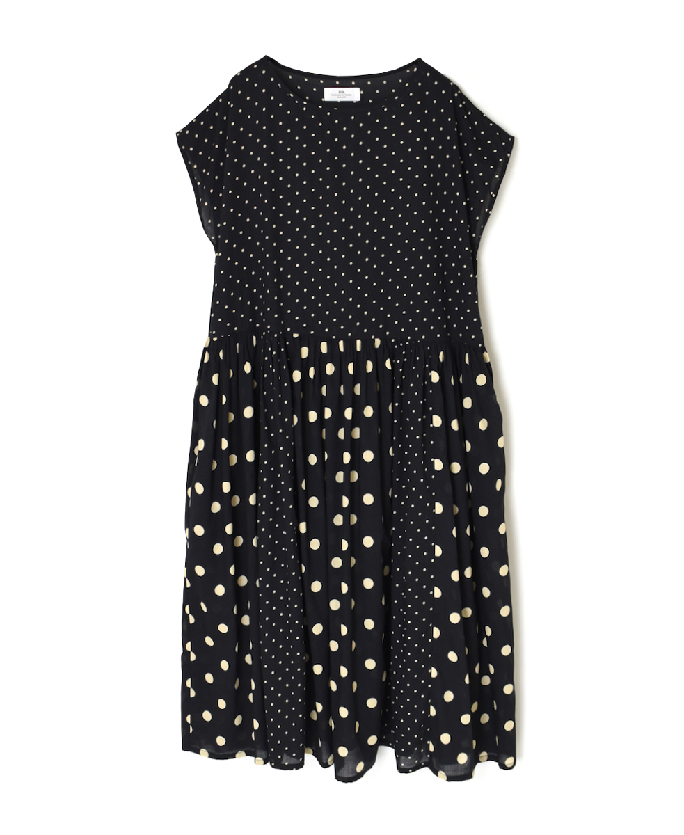 NSL25016(ワンピース) 80s COTTON VOILE DOT PRINT(PATCHWORK) BOAT NECK DRESS