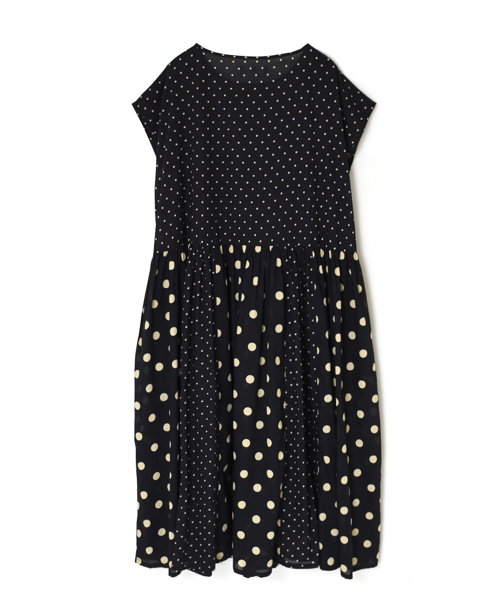 NSL25016(ワンピース) 80s COTTON VOILE DOT PRINT(PATCHWORK) BOAT NECK DRESS
