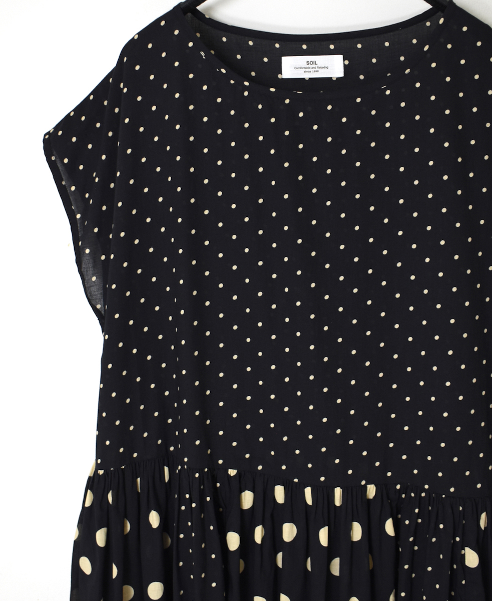 NSL25016(ワンピース) 80s COTTON VOILE DOT PRINT(PATCHWORK) BOAT NECK DRESS
