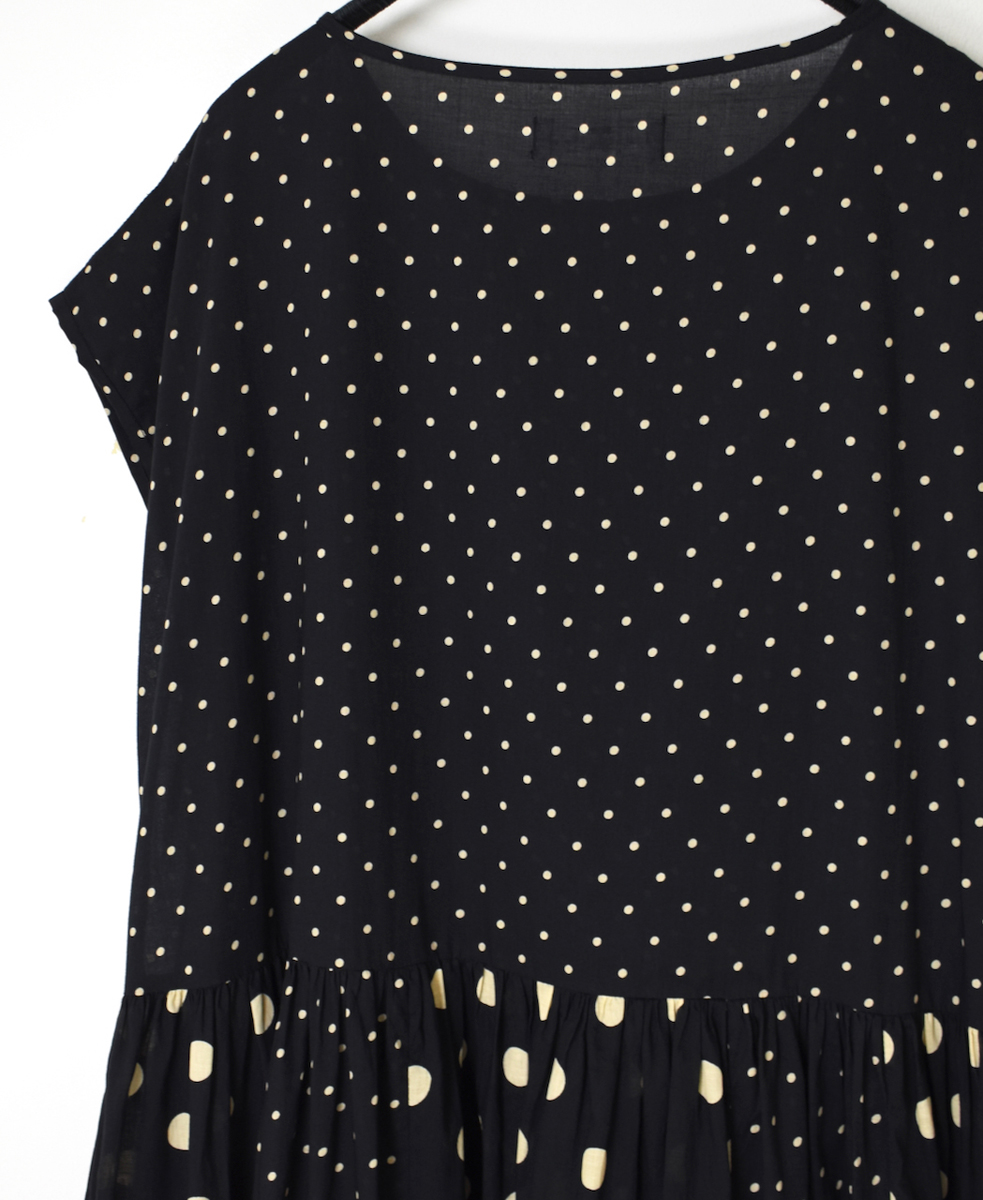 NSL25016(ワンピース) 80s COTTON VOILE DOT PRINT(PATCHWORK) BOAT NECK DRESS