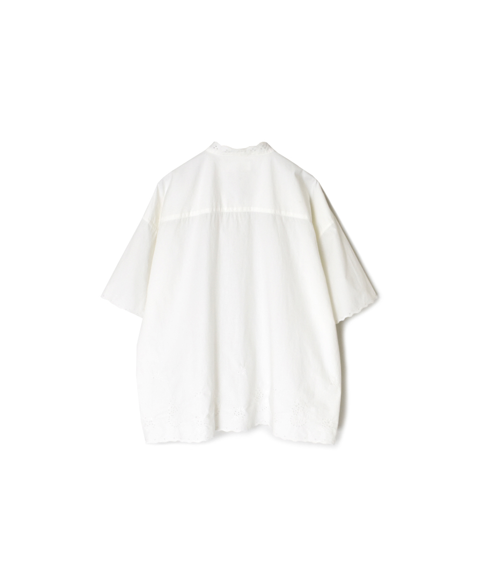 INSL25231(シャツ) 60s POPLIN PLAIN WITH CUT WORK EMBROIDERY MAO COLLAR S/SL SHIRT