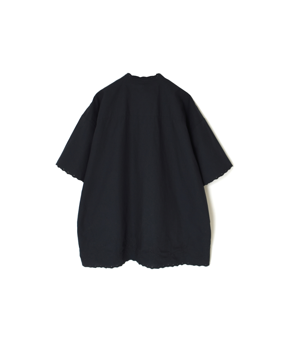 INSL25231(シャツ) 60s POPLIN PLAIN WITH CUT WORK EMBROIDERY MAO COLLAR S/SL SHIRT