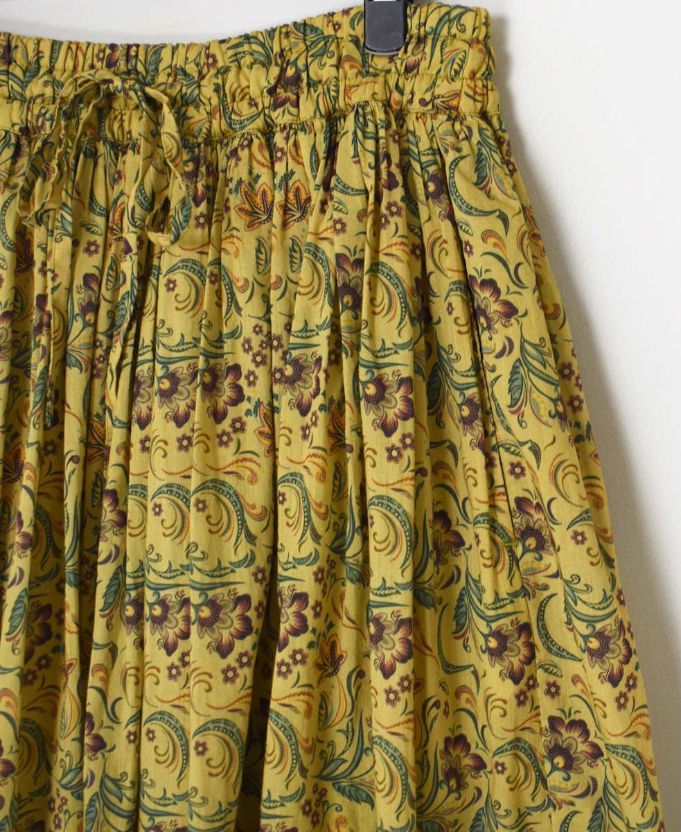 NSL25095(スカート) 80s VOILE PAISLEY FLOWER PRINT GATHERD SKIRT