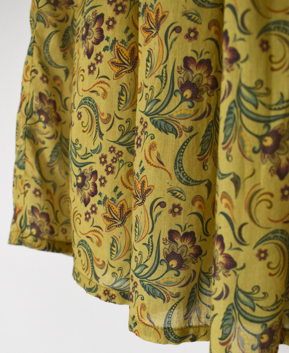 NSL25095(スカート) 80s VOILE PAISLEY FLOWER PRINT GATHERD SKIRT