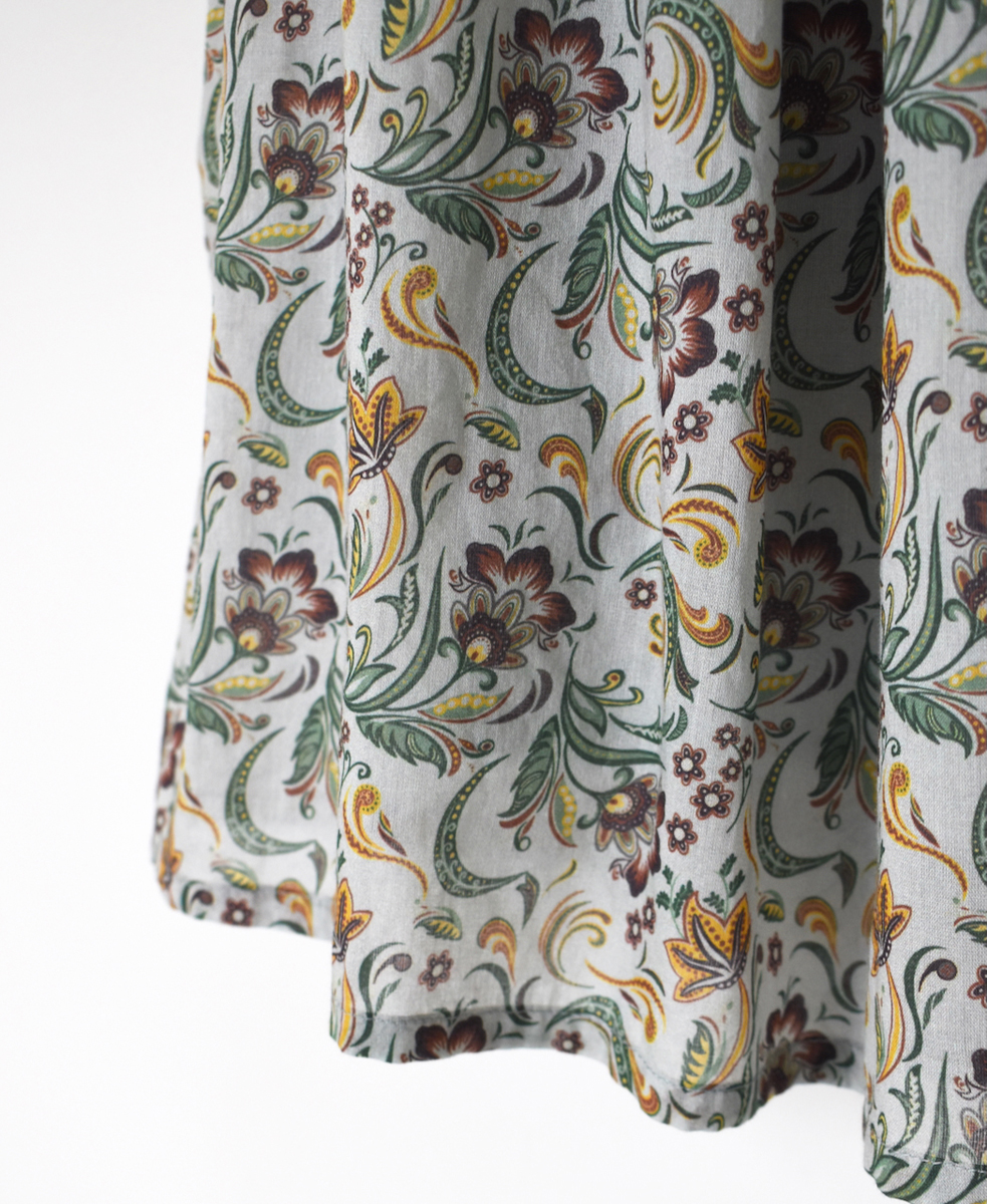 NSL25095(スカート) 80s VOILE PAISLEY FLOWER PRINT GATHERD SKIRT