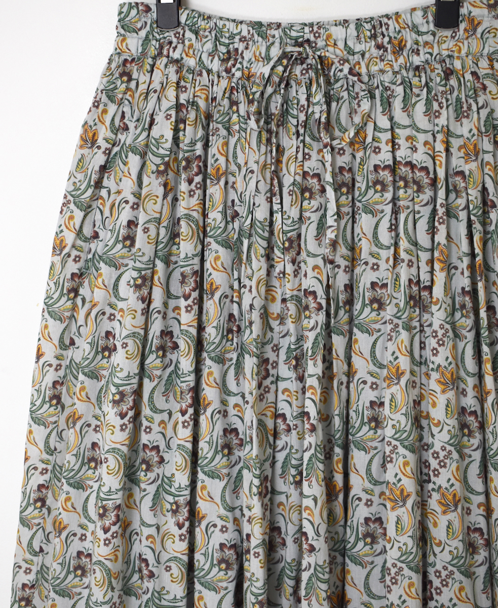 NSL25095(スカート) 80s VOILE PAISLEY FLOWER PRINT GATHERD SKIRT