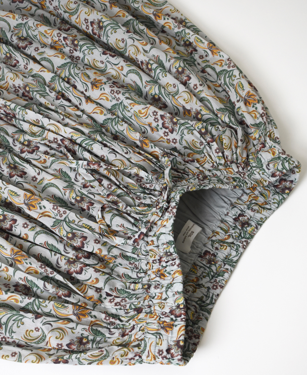 NSL25095(スカート) 80s VOILE PAISLEY FLOWER PRINT GATHERD SKIRT
