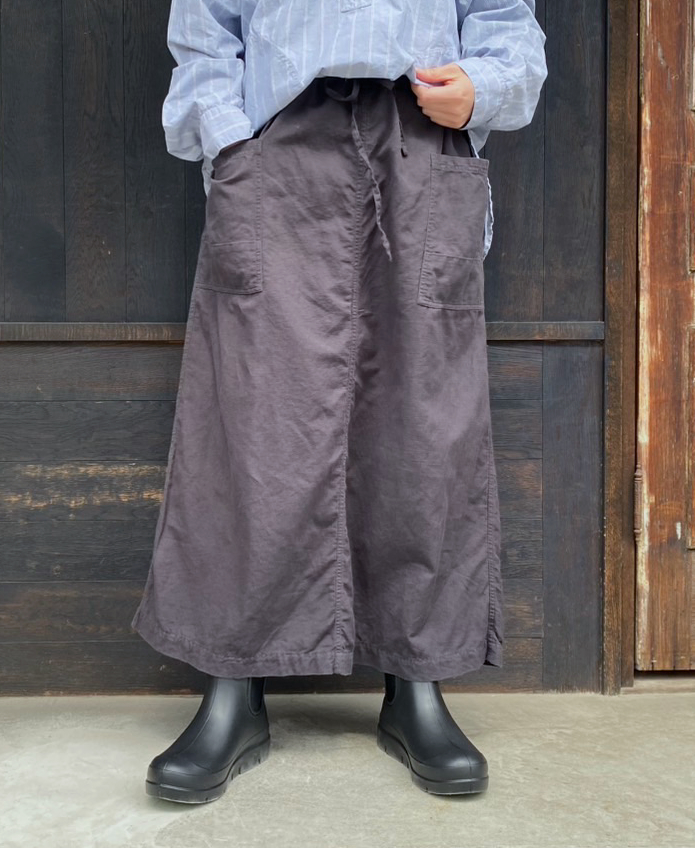 INHT2514CLD(スカート) COTTON LINEN OVERDYE EASY SKIRT