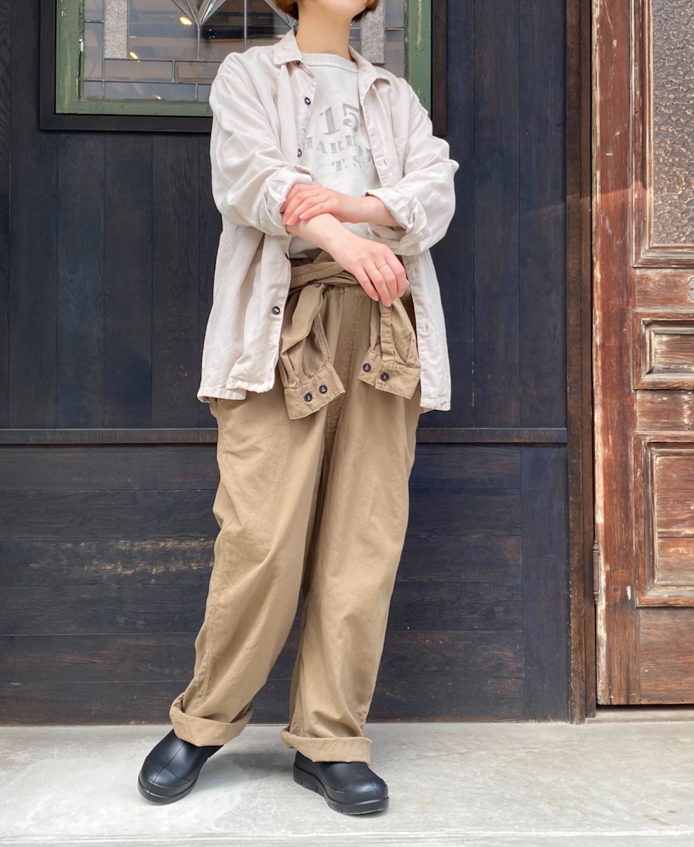 INHT2512CLD(シャツ) COTTON LINEN PLAIN OVERDYE ONE-UP COLLAR SHIRT