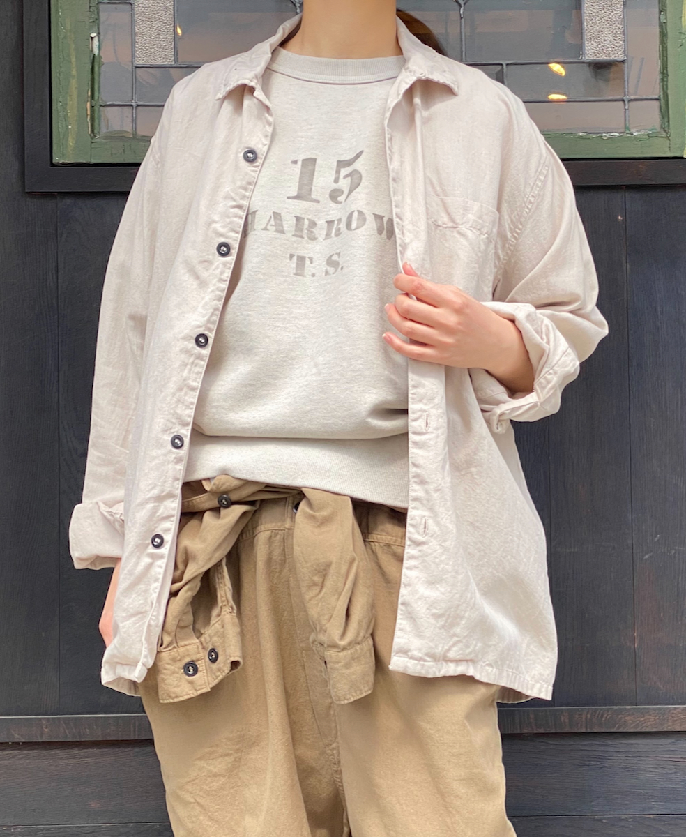 INHT2512CLD(シャツ) COTTON LINEN PLAIN OVERDYE ONE-UP COLLAR SHIRT