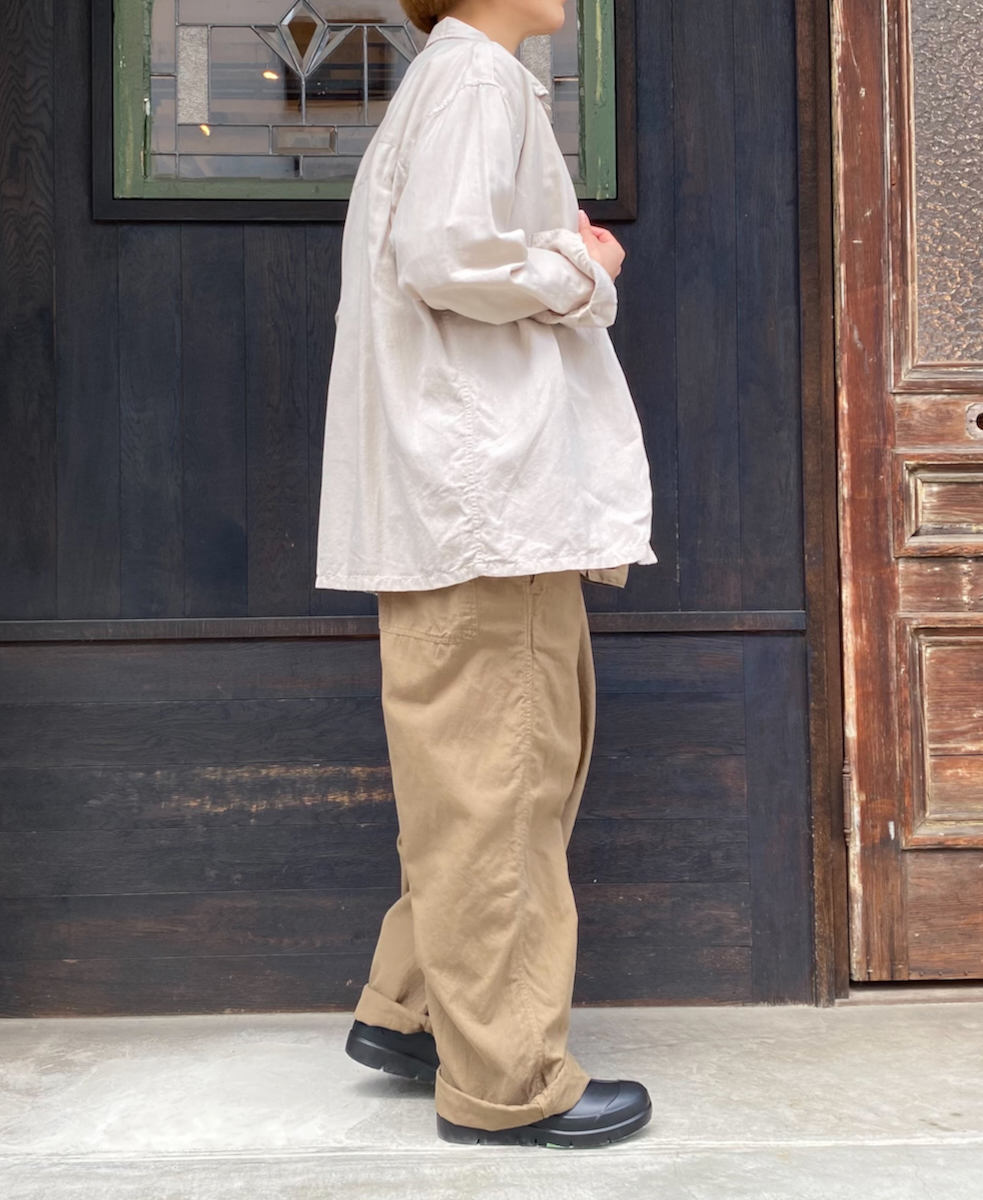 INHT2512CLD(シャツ) COTTON LINEN PLAIN OVERDYE ONE-UP COLLAR SHIRT