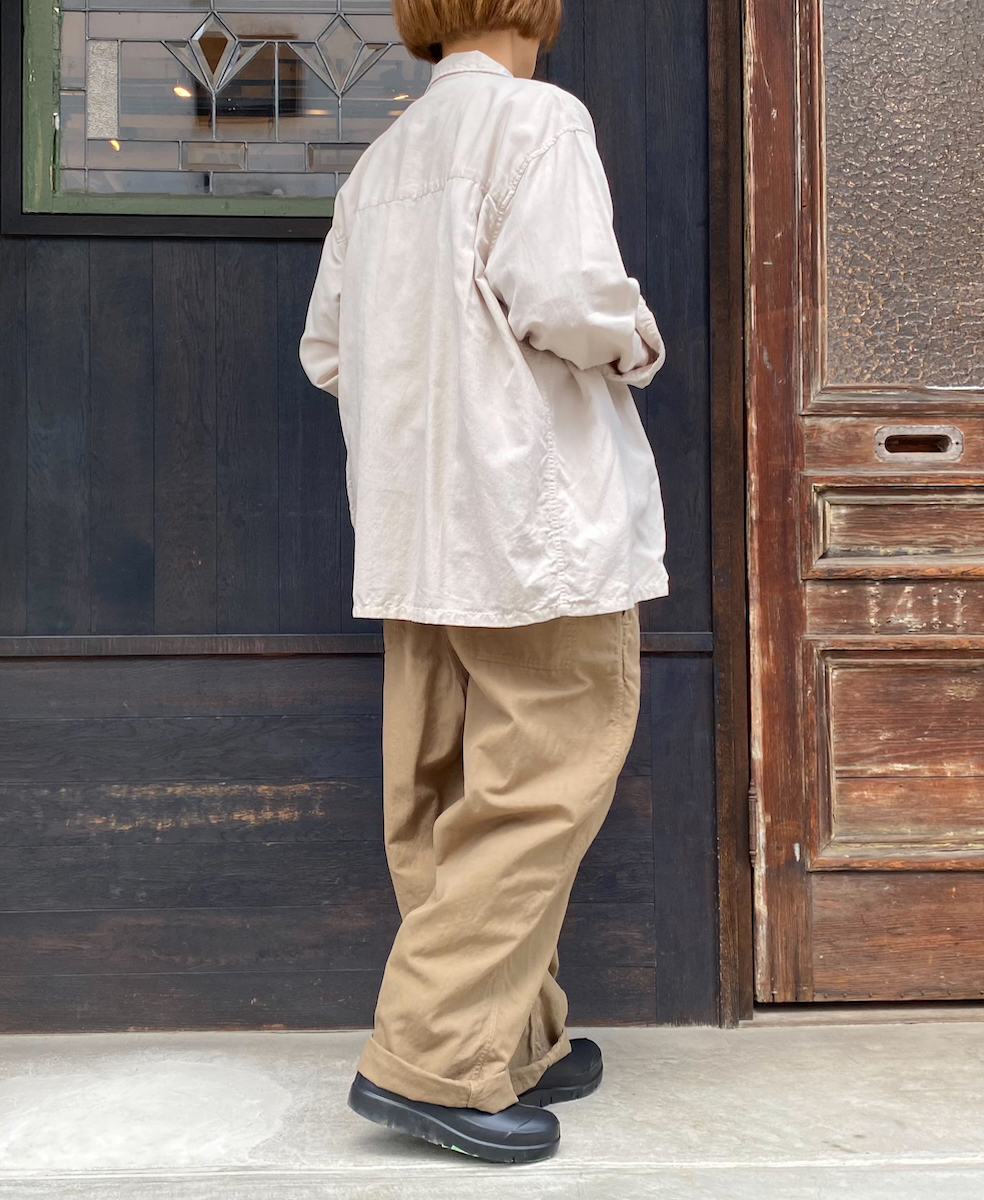 INHT2512CLD(シャツ) COTTON LINEN PLAIN OVERDYE ONE-UP COLLAR SHIRT