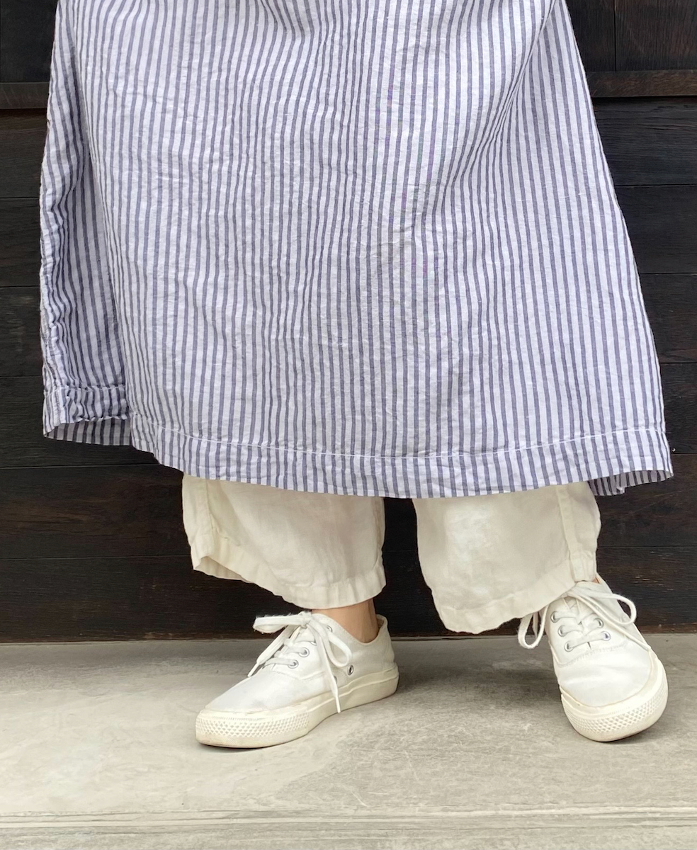 NAM1811LH (パンツ) LINEN HERRINGBONE (OVERDYE) ONE-TUCK CROPPED PANTS