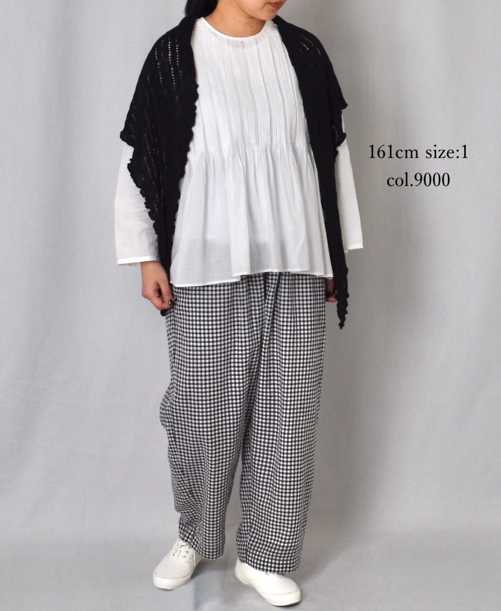 INMDS25043(ブラウス) 100s KHADI(100s×150s) CREW-NECK 3/4SL SHIRT WITH RANDOM PLEATS