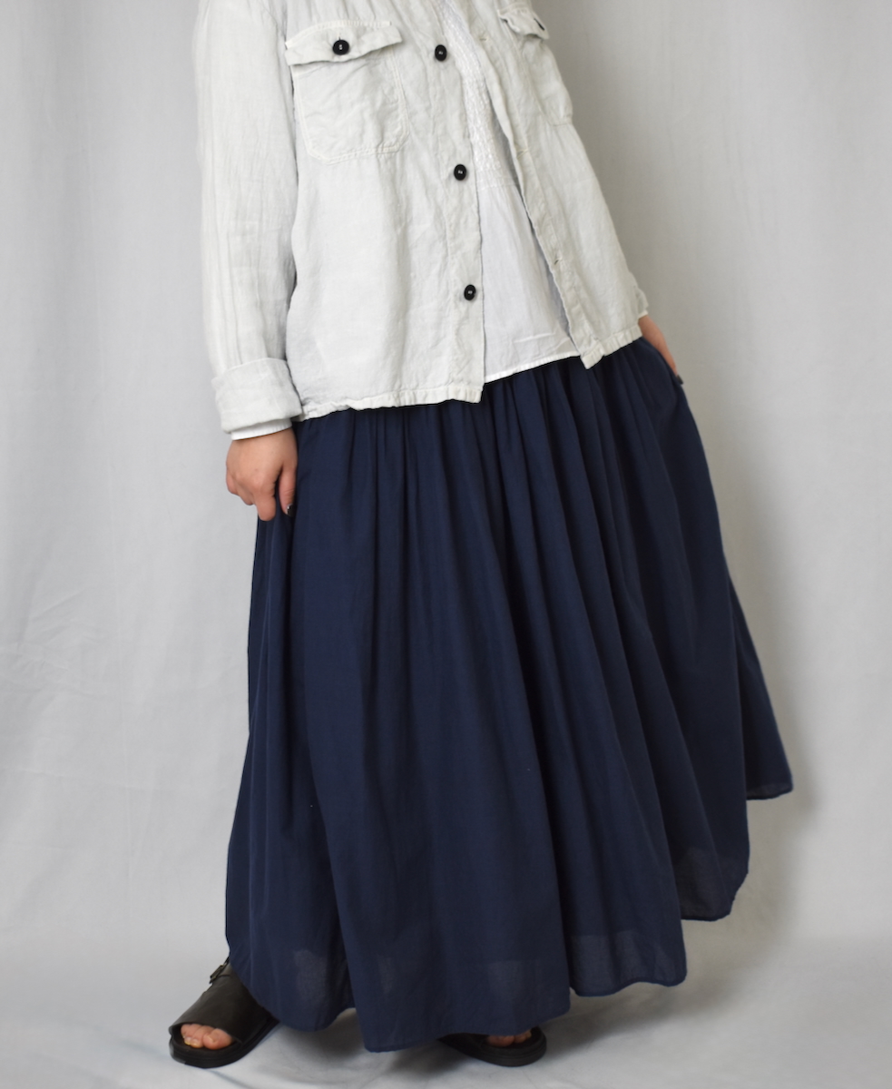 INMDS25045(スカート) 100s KHADI(100s×150s) RANDOM PLEATS FLARED SKIRT