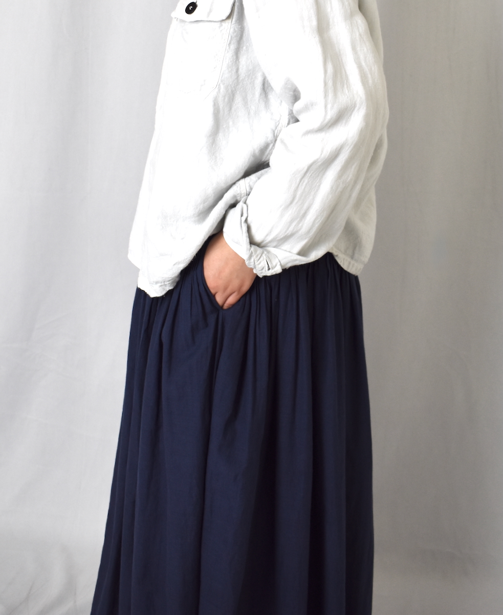 INMDS25045(スカート) 100s KHADI(100s×150s) RANDOM PLEATS FLARED SKIRT