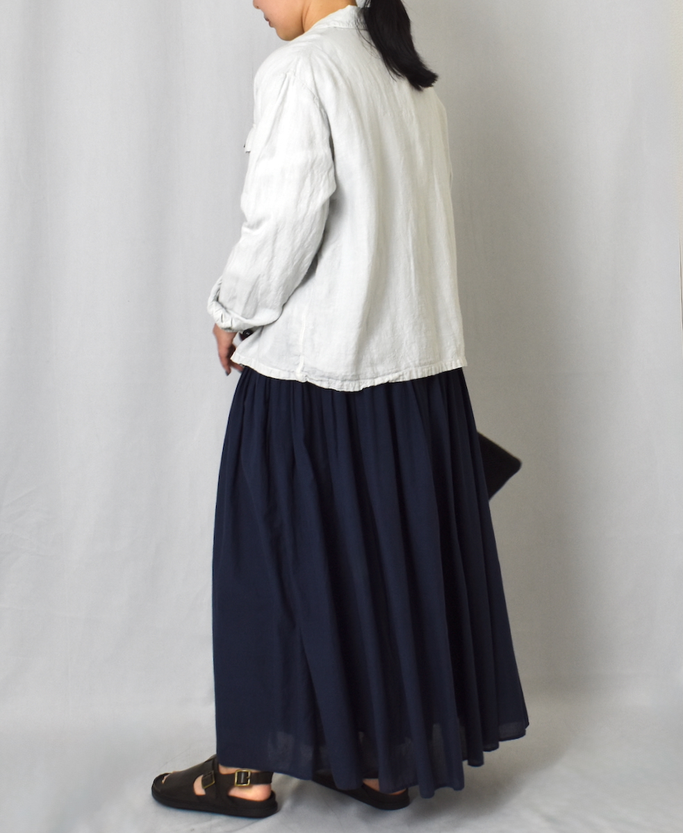 INMDS25045(スカート) 100s KHADI(100s×150s) RANDOM PLEATS FLARED SKIRT
