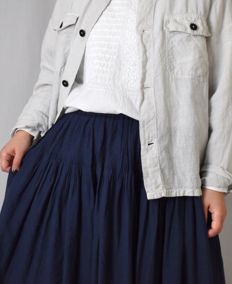 INMDS25045(スカート) 100s KHADI(100s×150s) RANDOM PLEATS FLARED SKIRT