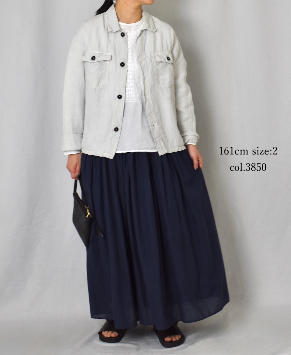 INMDS25045(スカート) 100s KHADI(100s×150s) RANDOM PLEATS FLARED SKIRT