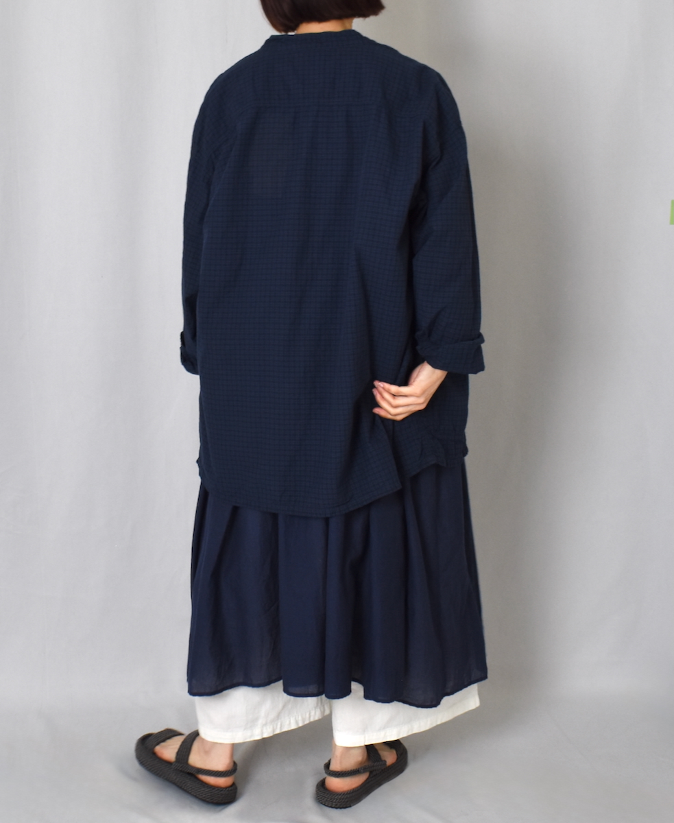 IMDSH2521CCD(シャツ) HANDWOVEN COTTON CHECK(OVERDYE) MDS BANDED COLLAR SHIRT
