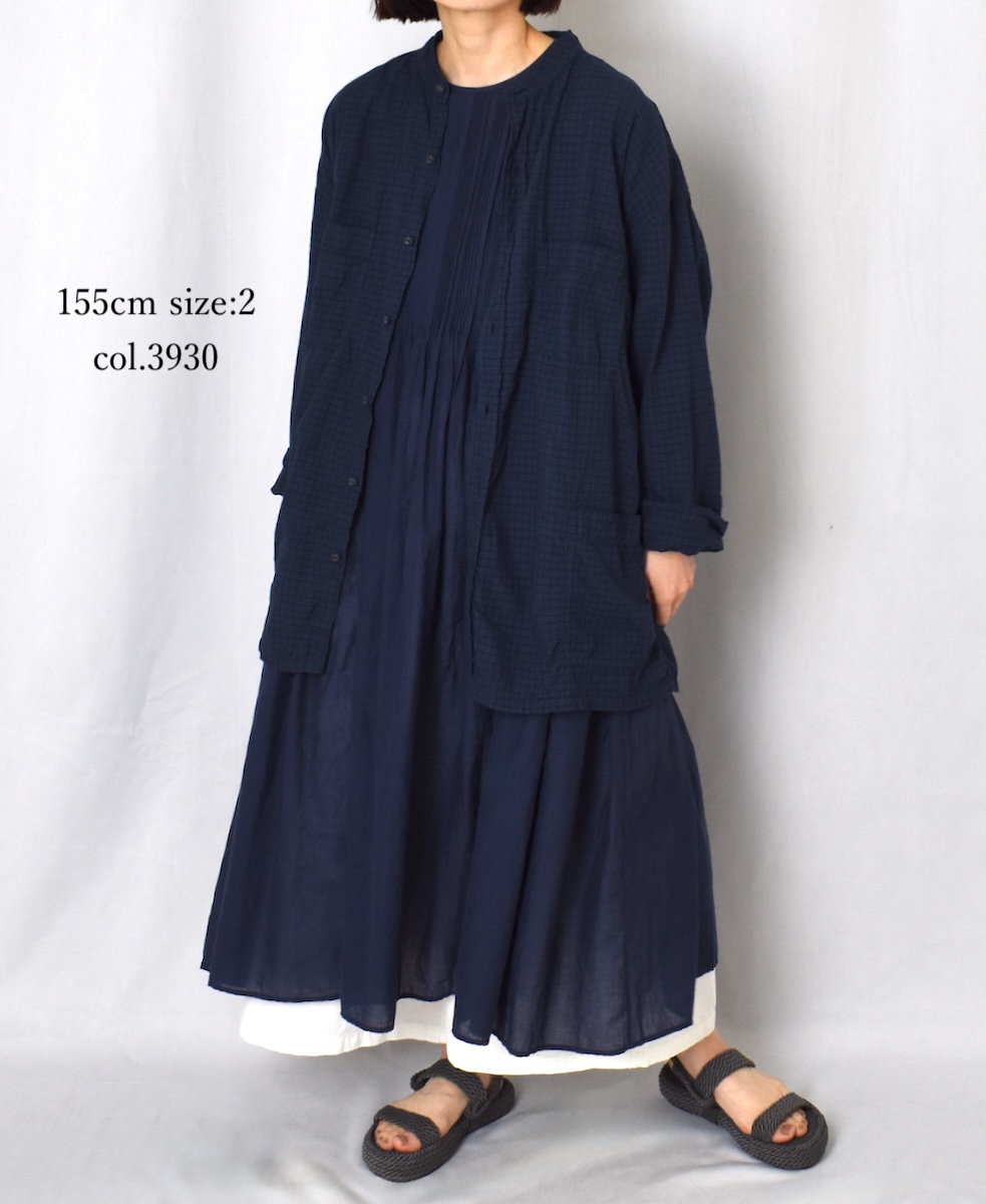 IMDSH2521CCD(シャツ) HANDWOVEN COTTON CHECK(OVERDYE) MDS BANDED COLLAR SHIRT