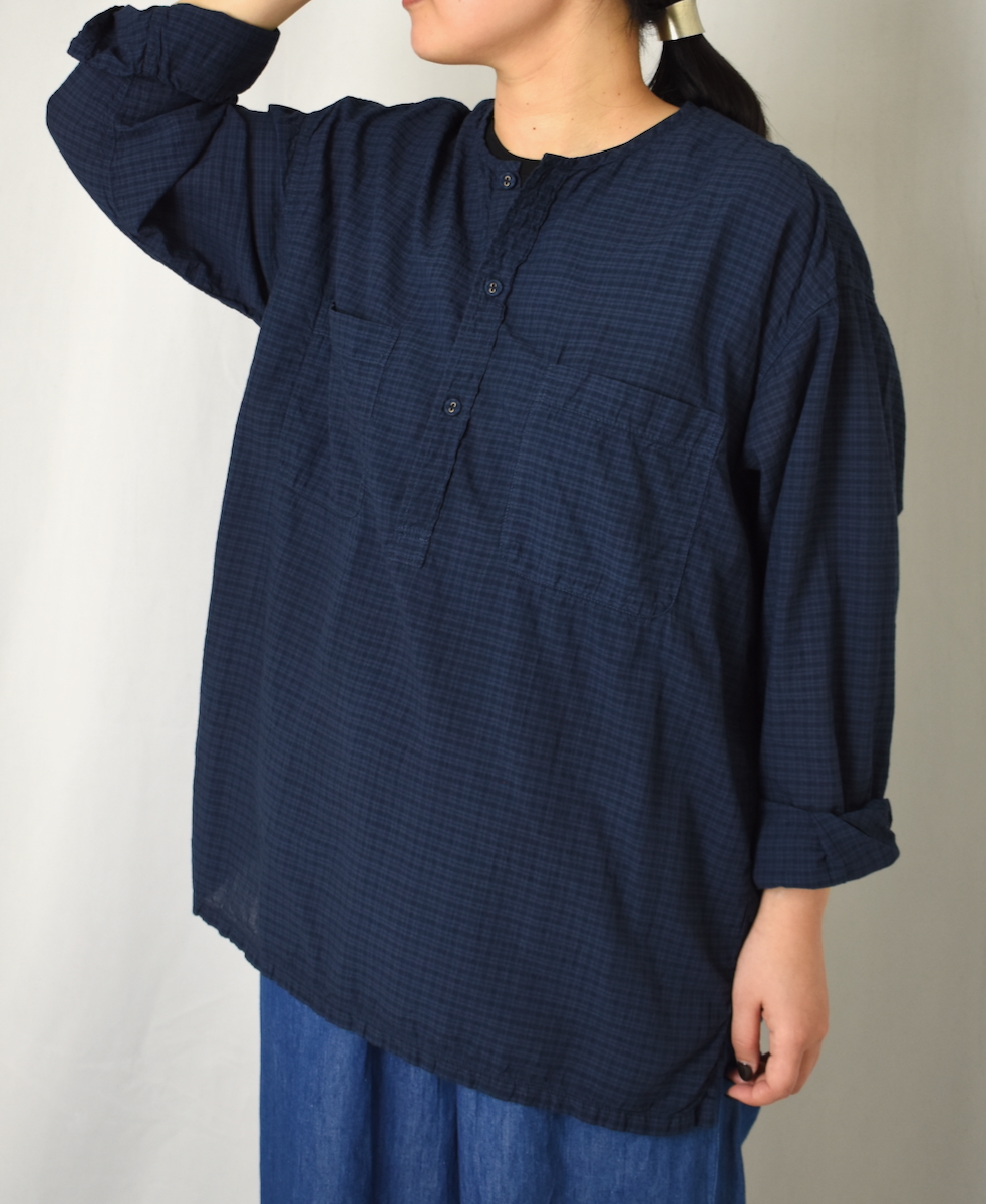 IMDSH2511CCD(シャツ) HANDWOVEN COTTON STRIPE(OVERDYE) MDS PULLOVER SHIRT