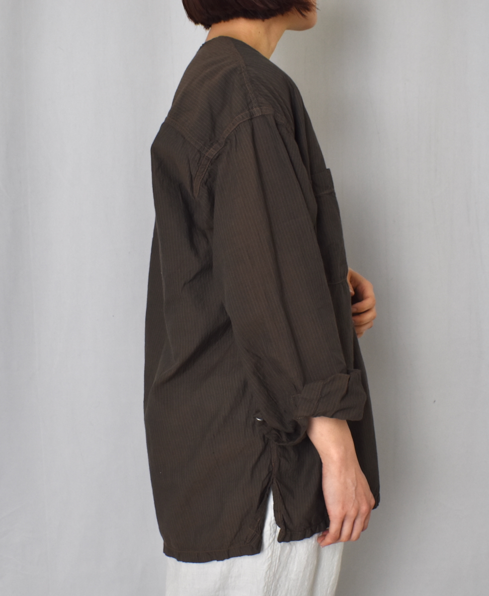 IMDSH2511CSD(シャツ) HANDWOVEN COTTON STRIPE(OVERDYE)  MDS PULLOVER SHIRT