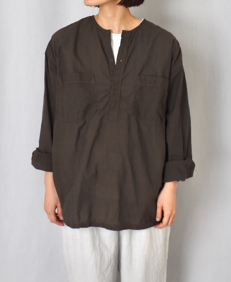 IMDSH2511CSD(シャツ) HANDWOVEN COTTON STRIPE(OVERDYE)  MDS PULLOVER SHIRT