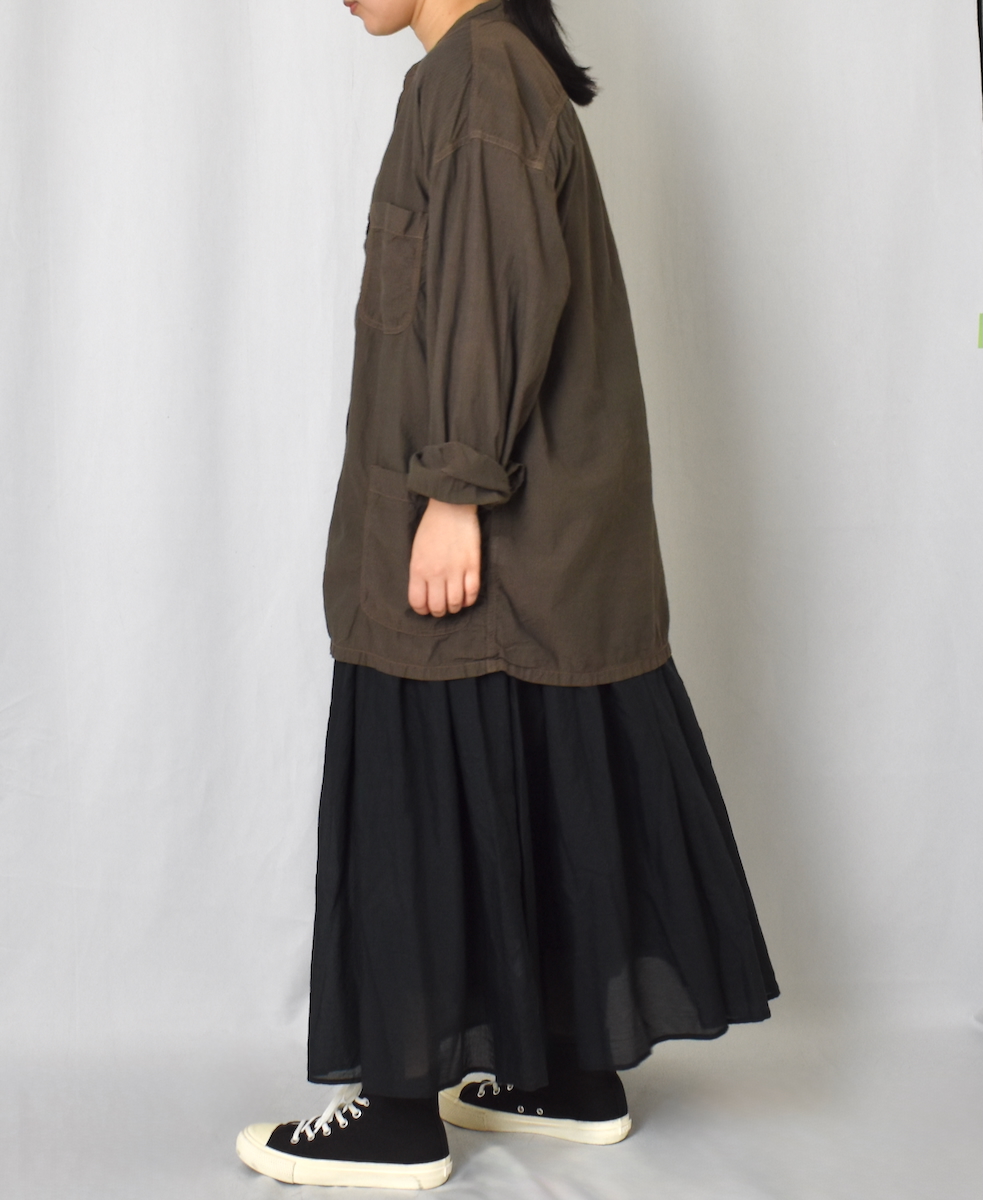 IMDSH2521CSD(シャツ) HANDWOVEN COTTON STRIPE(OVERDYE) MDS BANDED COLLAR SHIRT