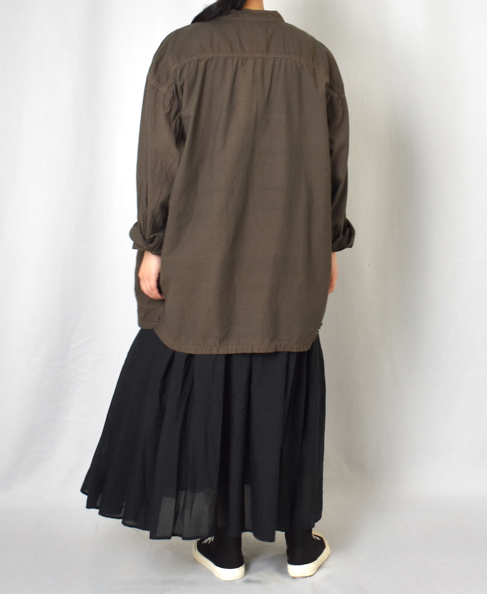 IMDSH2521CSD(シャツ) HANDWOVEN COTTON STRIPE(OVERDYE) MDS BANDED COLLAR SHIRT