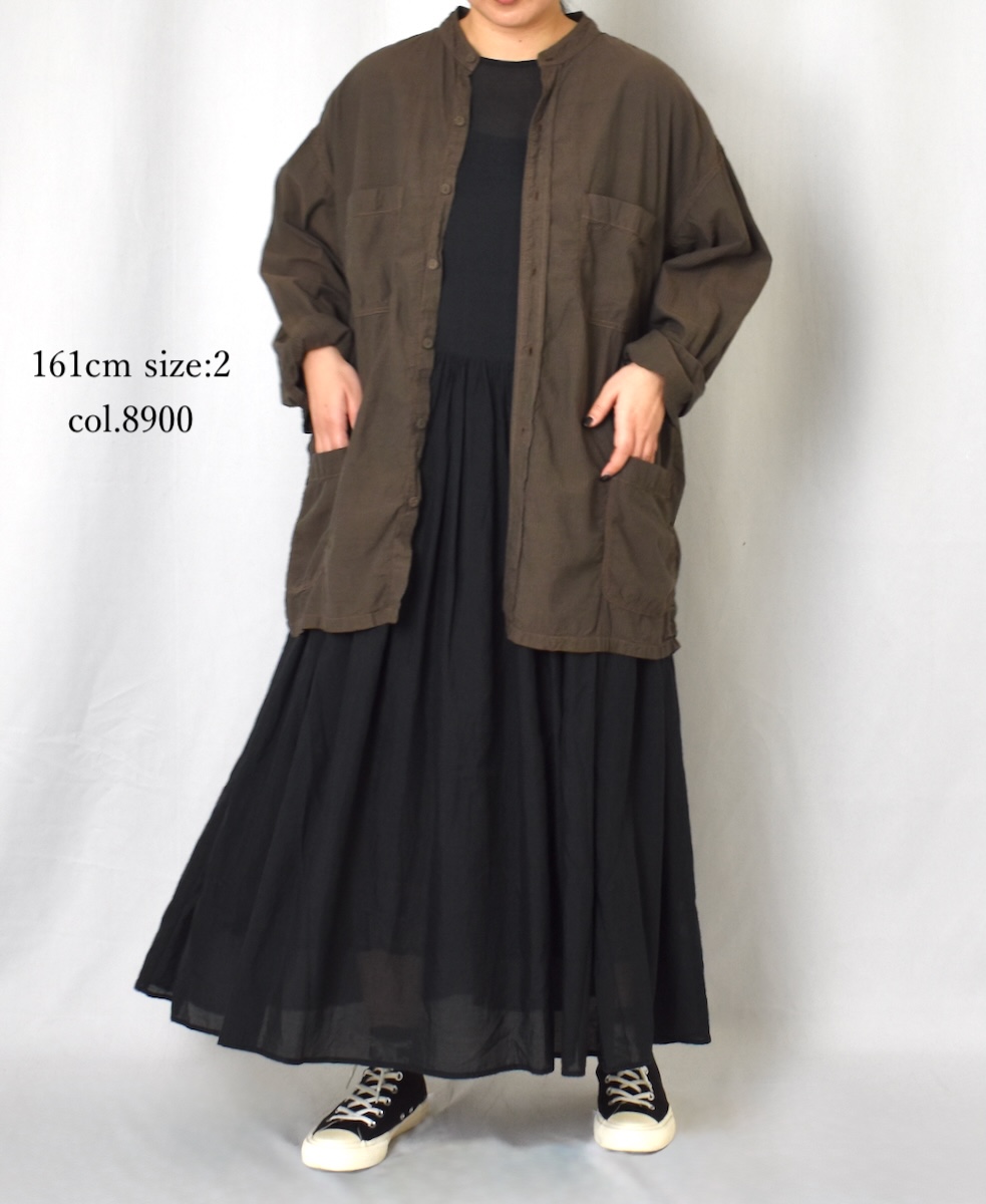 IMDSH2521CSD(シャツ) HANDWOVEN COTTON STRIPE(OVERDYE) MDS BANDED COLLAR SHIRT
