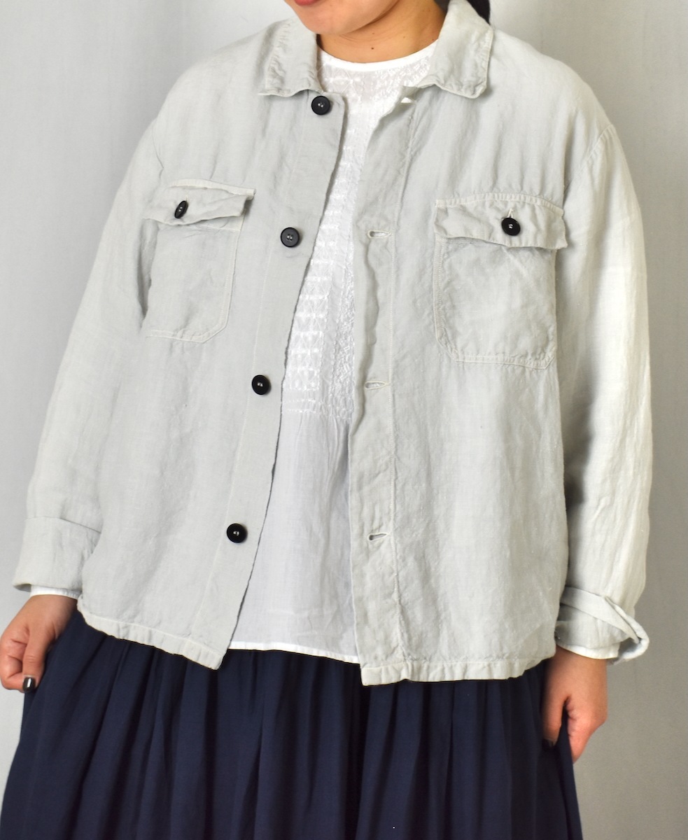 IMDSH2531LPD(ジャケット) 60s LINEN PLAIN(OVERDYE) WORK JACKET