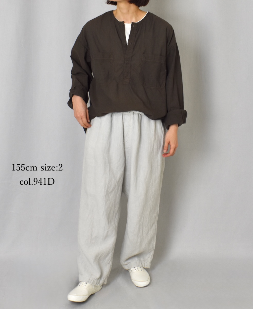 IMDSH2101LPD (パンツ) 60s LINEN PLAIN (OVERDYE) EASY CROPPED PANTS