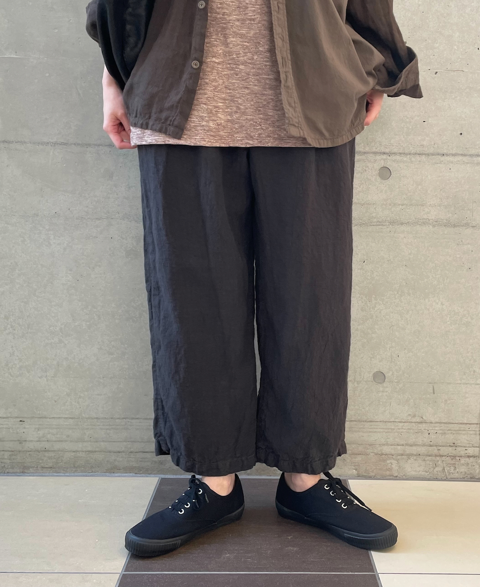 IMDSH2101LPD (パンツ) 60s LINEN PLAIN (OVERDYE) EASY CROPPED PANTS