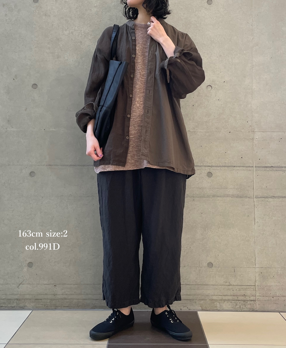 IMDSH2101LPD (パンツ) 60s LINEN PLAIN (OVERDYE) EASY CROPPED PANTS