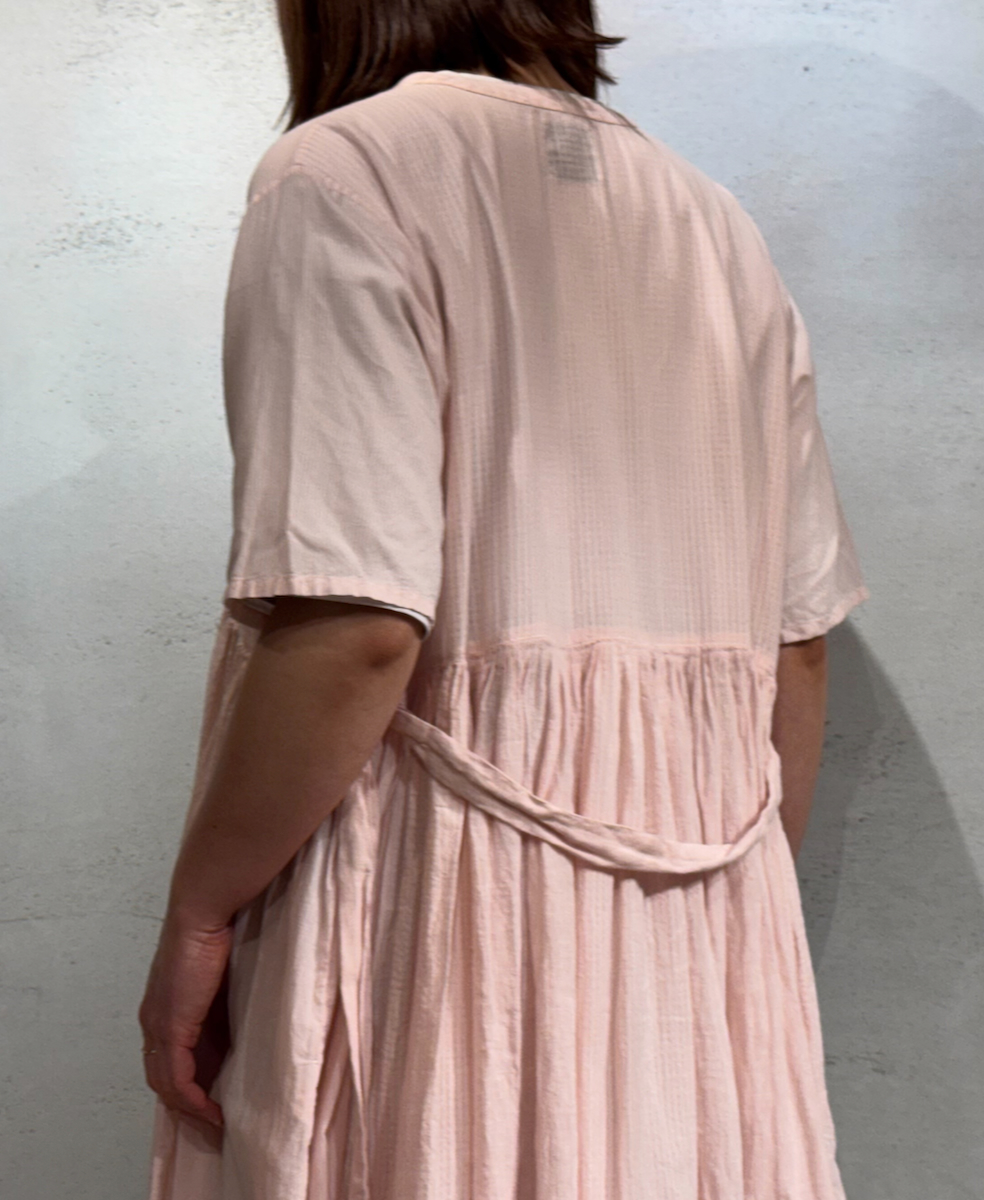 NMDS25233D(ワンピース) COTTON&LINEN PATCHWORK(OVERDYE) GATHERED WRAP DRESS