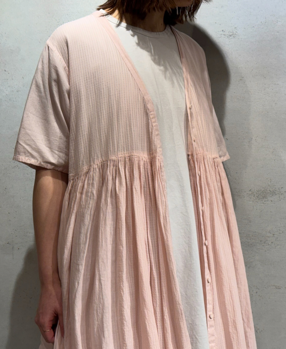 NMDS25233D(ワンピース) COTTON&LINEN PATCHWORK(OVERDYE) GATHERED WRAP DRESS