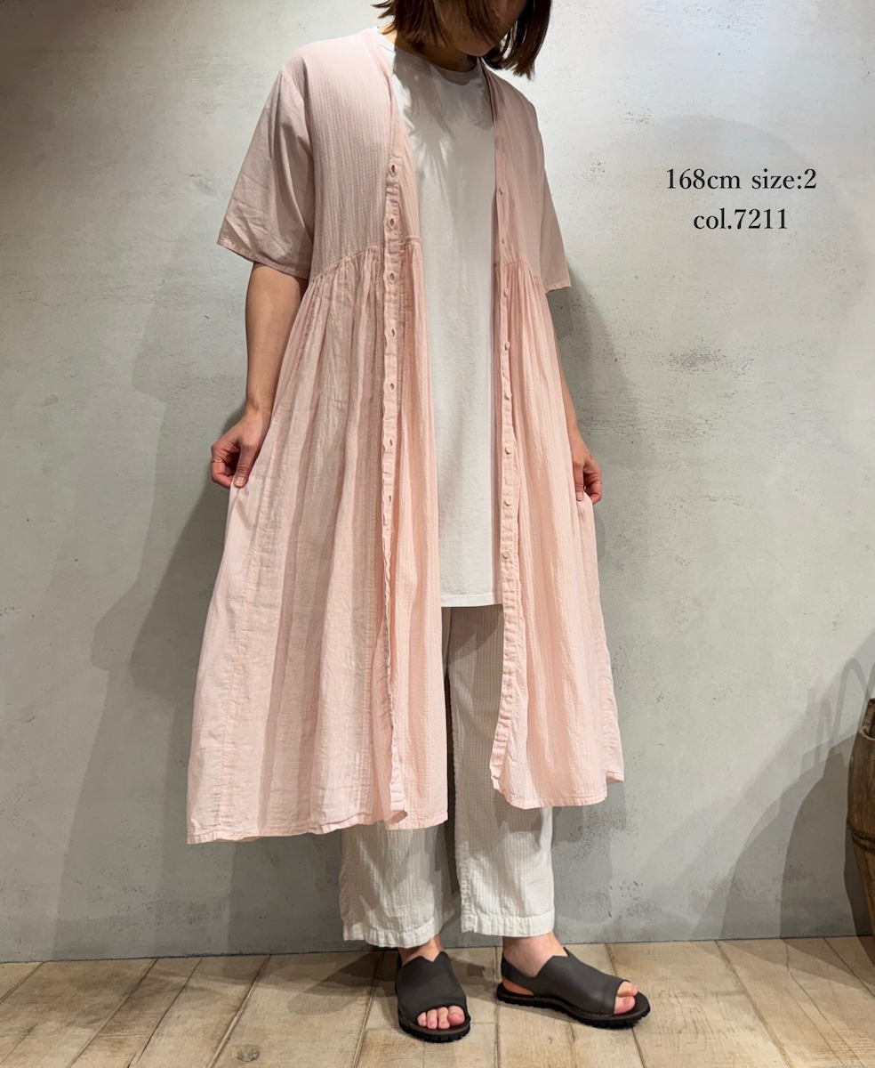 NMDS25233D(ワンピース) COTTON&LINEN PATCHWORK(OVERDYE) GATHERED WRAP DRESS