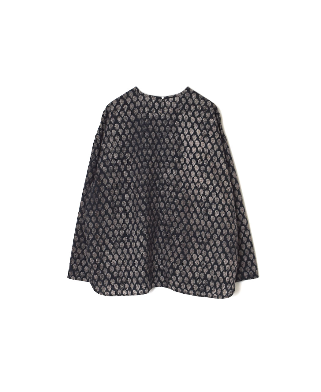 INMDS25112(プルオーバー) COTTON SILK HAND SCREEN LEAF PRINT BACK OPENING CREW-NECK PULLOVER