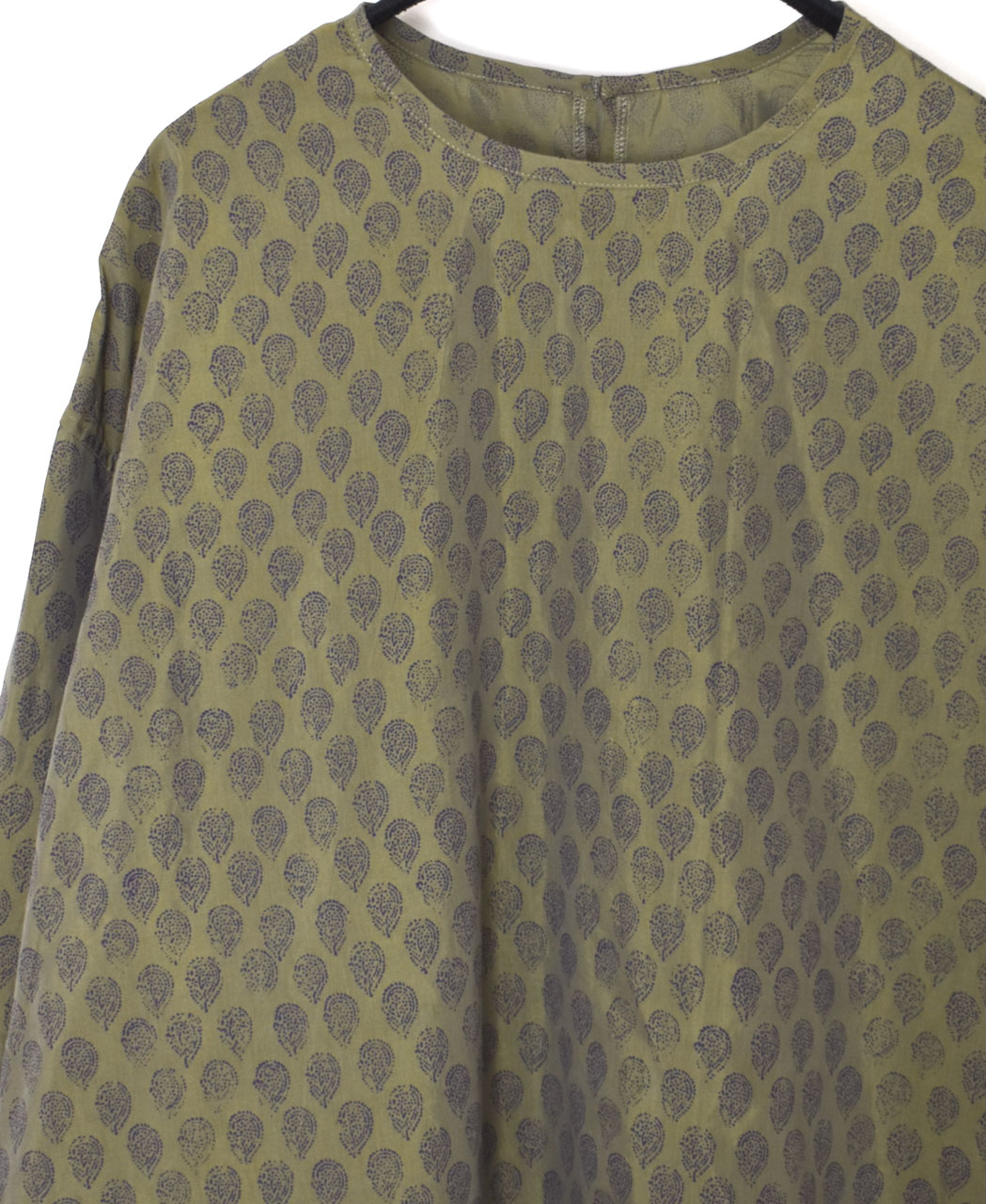 INMDS25112(プルオーバー) COTTON SILK HAND SCREEN LEAF PRINT BACK OPENING CREW-NECK PULLOVER