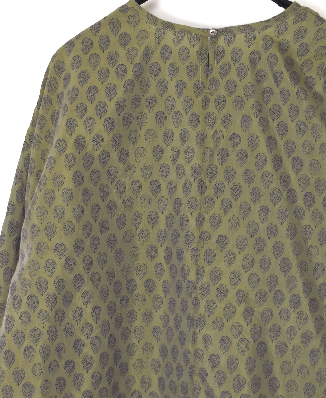 INMDS25112(プルオーバー) COTTON SILK HAND SCREEN LEAF PRINT BACK OPENING CREW-NECK PULLOVER