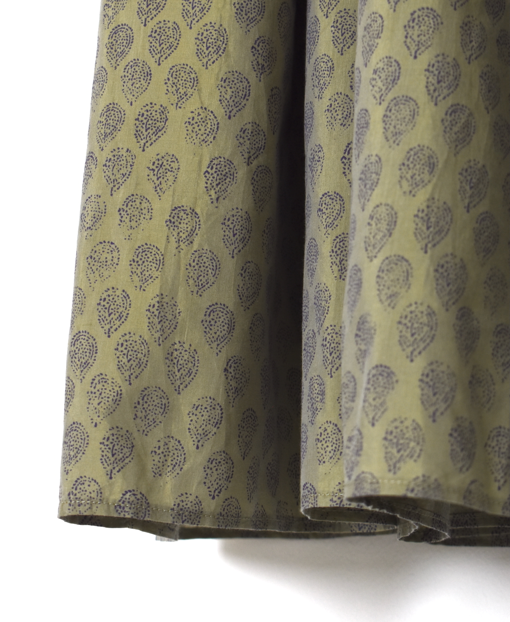INMDS25115(スカート) COTTON SILK HAND SCREEN LEAF PRINT GATHERED SKIRT
