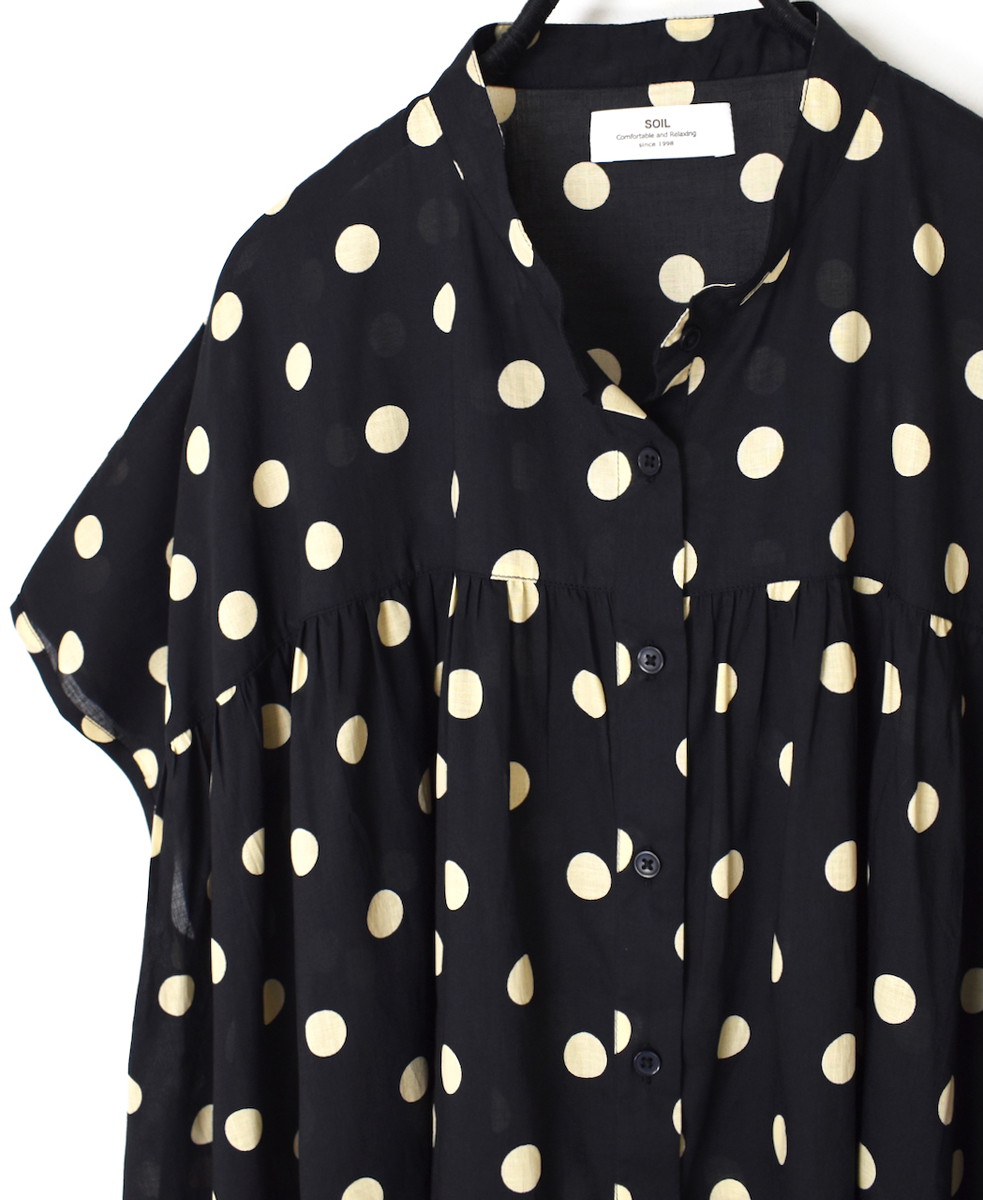 NSL24011 (シャツ) 80s COTTON VOILE DOT PRINT BANDED COLLAR FRENCH/SL SHIRT