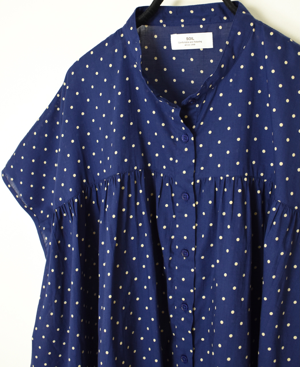 NSL24011 (シャツ) 80s COTTON VOILE DOT PRINT BANDED COLLAR FRENCH/SL SHIRT