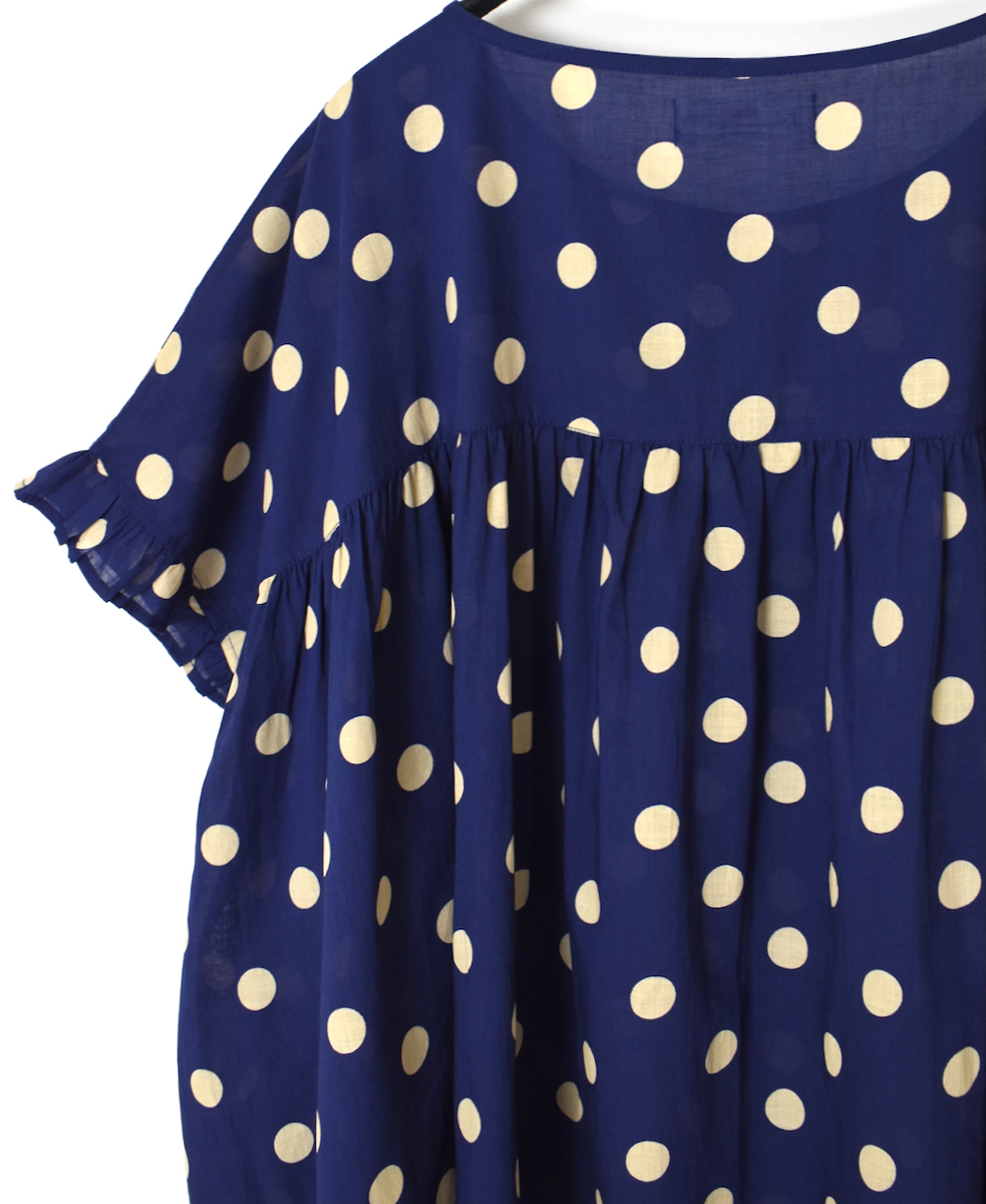 NSL24012 (ブラウス) 80s COTTON VOILE DOT PRINT GATHERED SMOCK