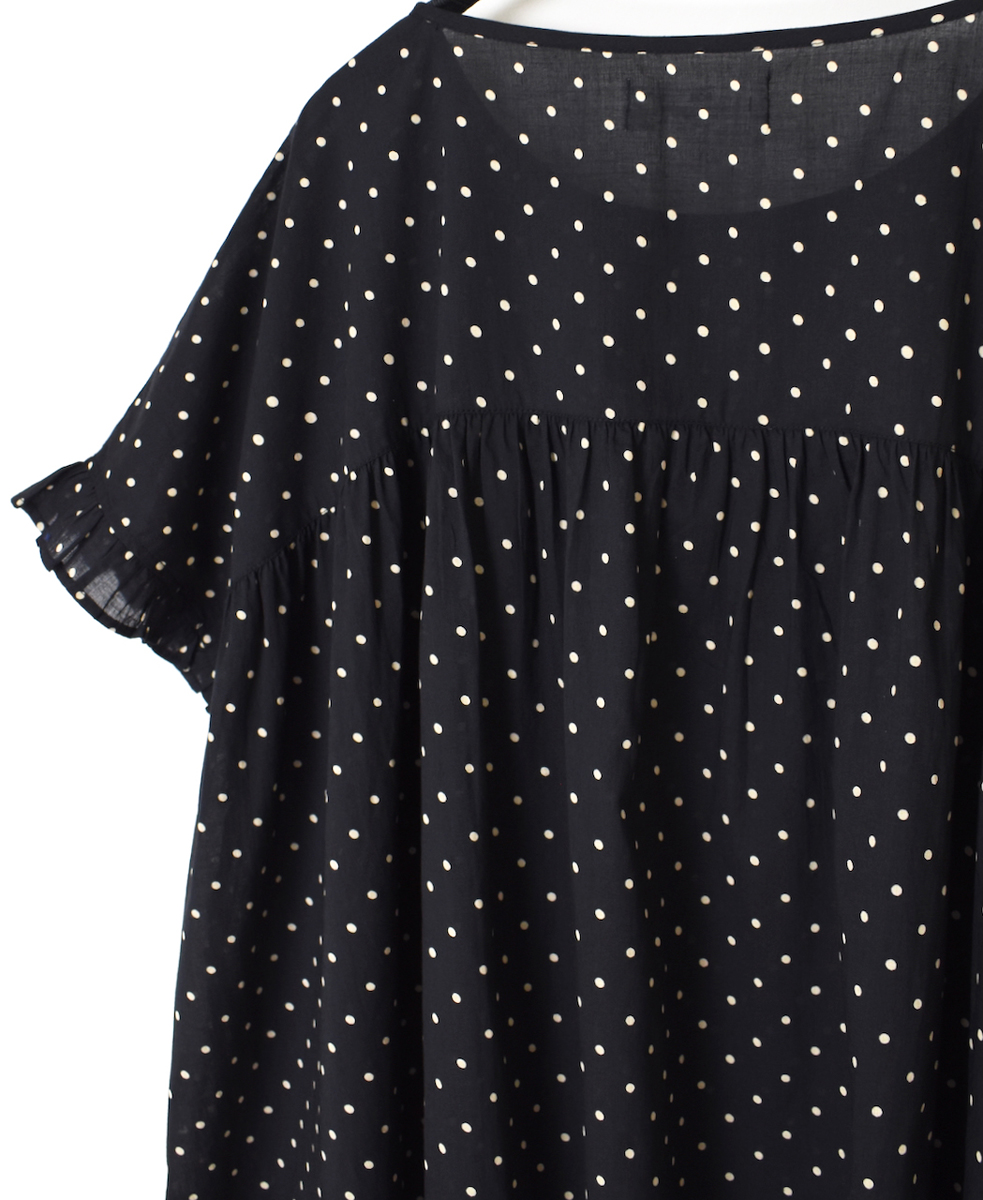 NSL24012 (ブラウス) 80s COTTON VOILE DOT PRINT GATHERED SMOCK