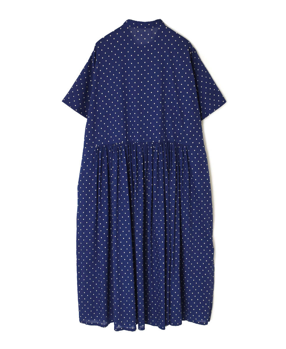 NSL22013 (ワンピース) 80s COTTON VOILE DOT PRINT BANDED COLLAR S/SL DRESS