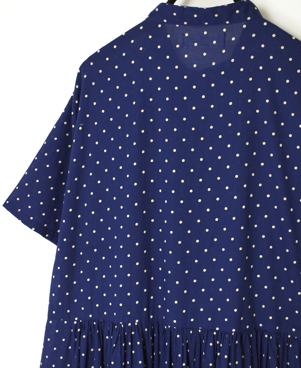 NSL22013 (ワンピース) 80s COTTON VOILE DOT PRINT BANDED COLLAR S/SL DRESS