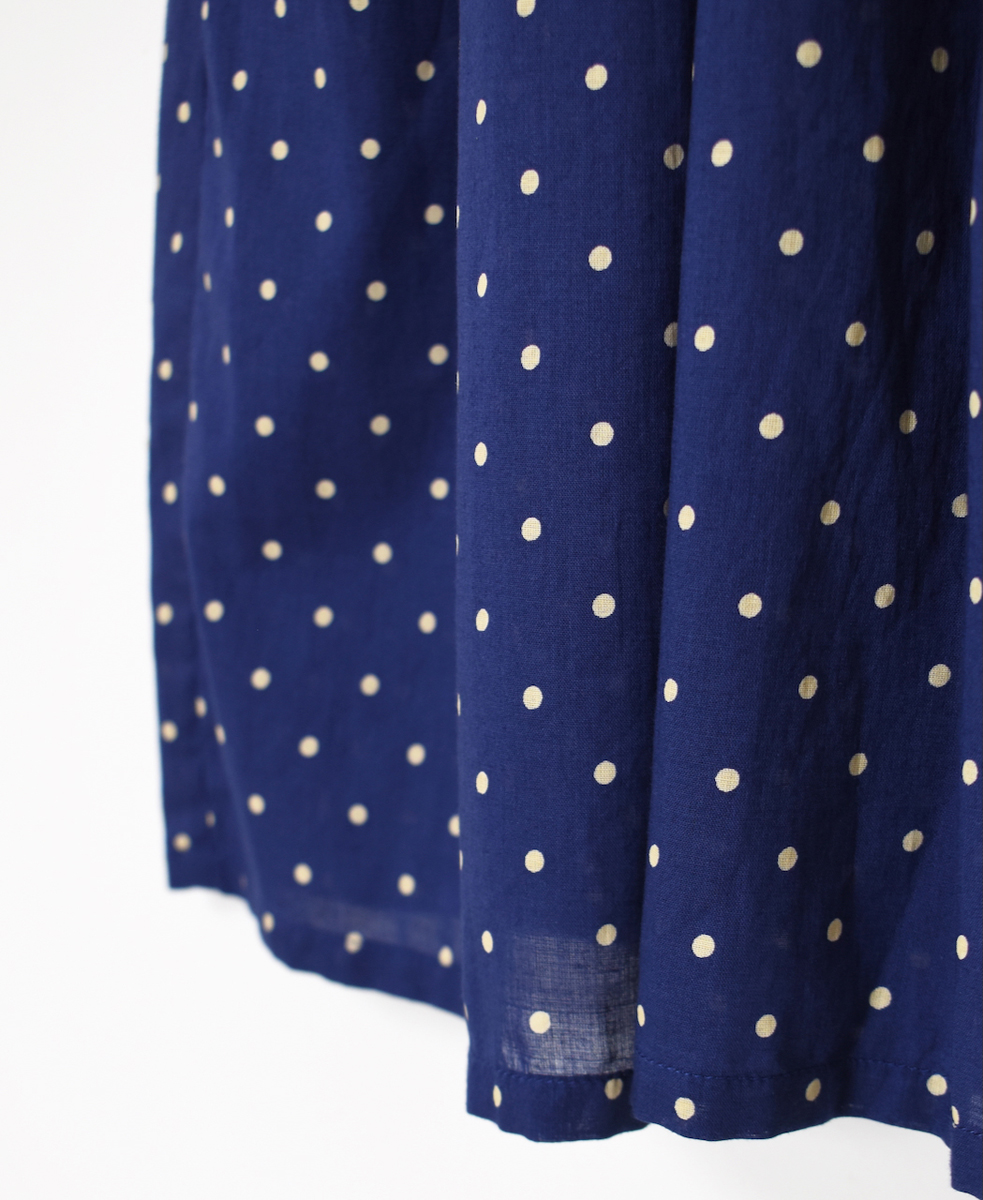 NSL22013 (ワンピース) 80s COTTON VOILE DOT PRINT BANDED COLLAR S/SL DRESS