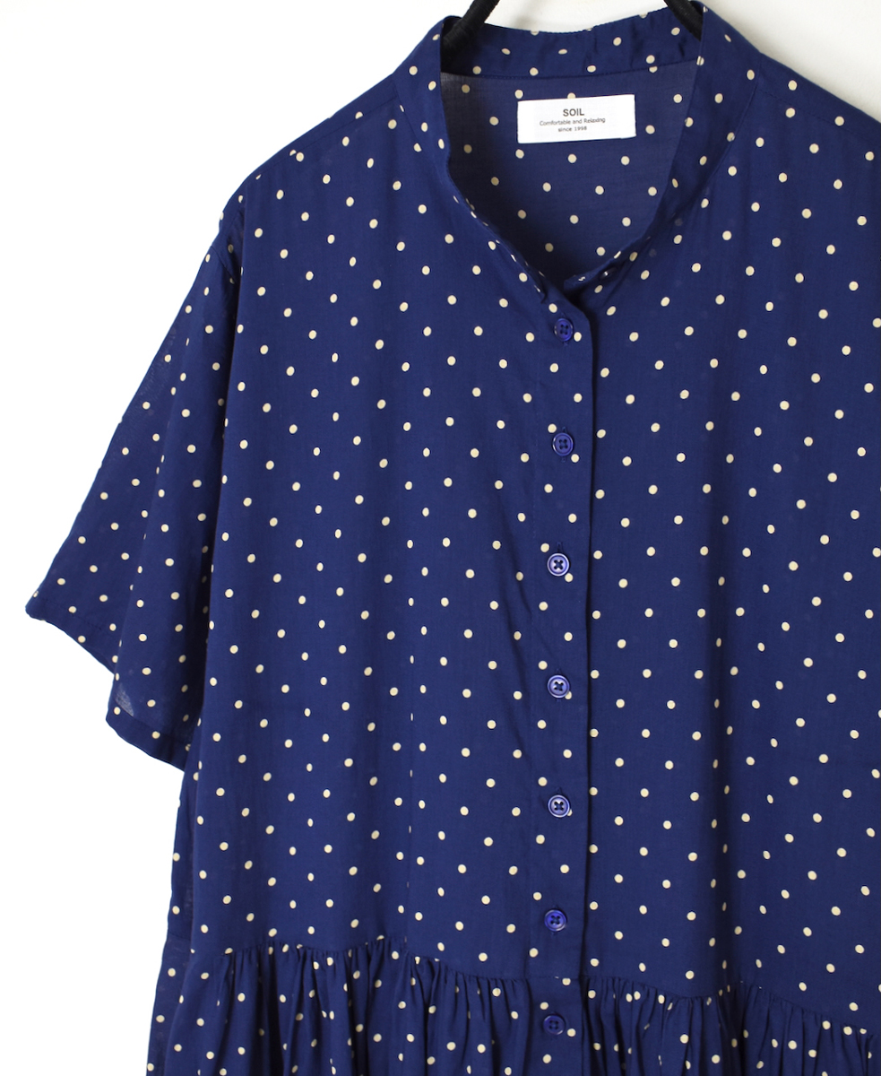 NSL22013 (ワンピース) 80s COTTON VOILE DOT PRINT BANDED COLLAR S/SL DRESS